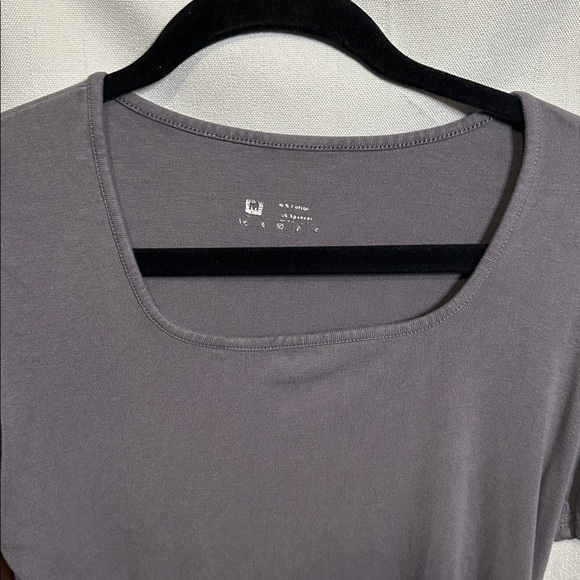 Brown and Gray Square Neck Short Sleeve Tops - Picture 4 of 5